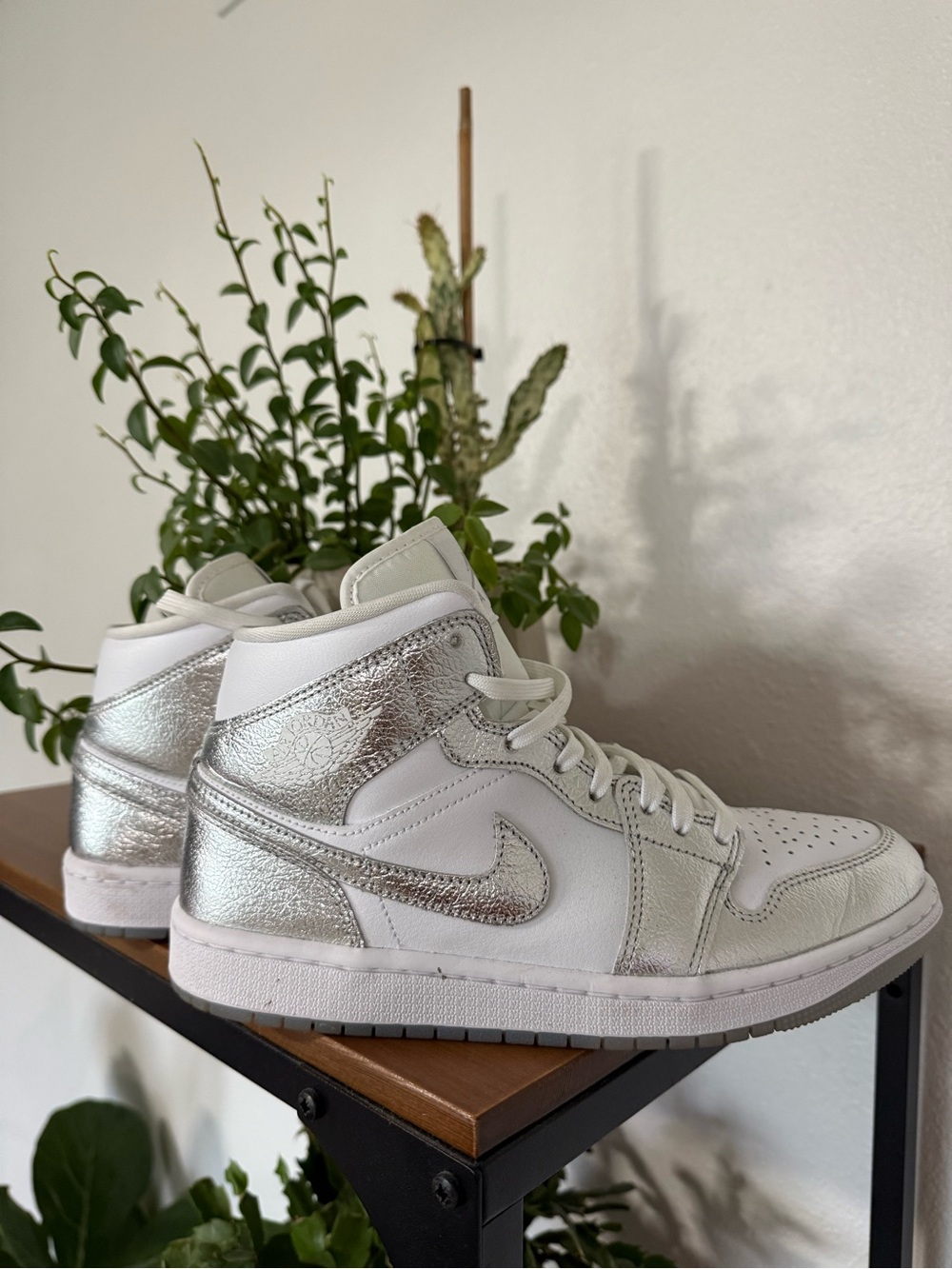 Jordan Women’s White & Silver High-Top Sneakers